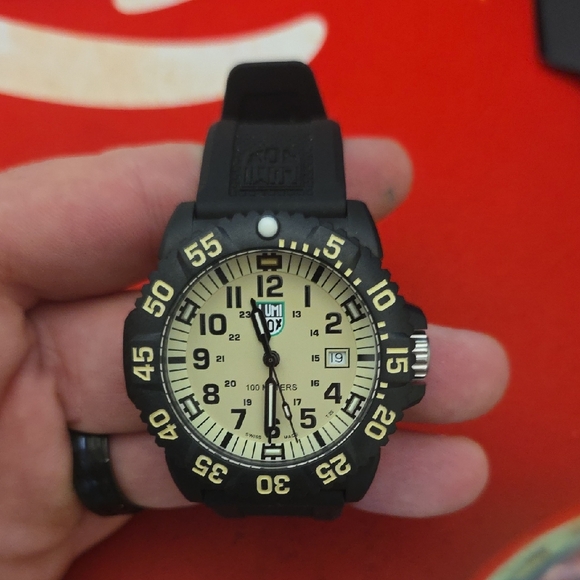 Men's Black and Cream Watch